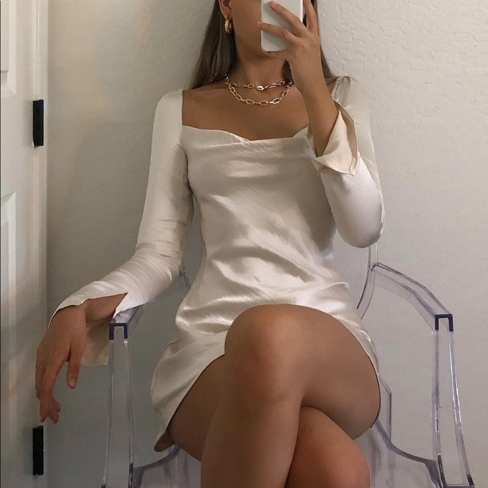 Champagne Silk Princess Polly Dress Long Sleeve
